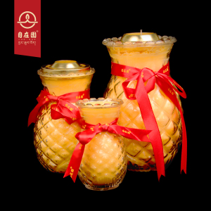 7天酥油灯菠萝旺来凤梨供佛家用佛前莲花无烟玻璃植物环保长明灯