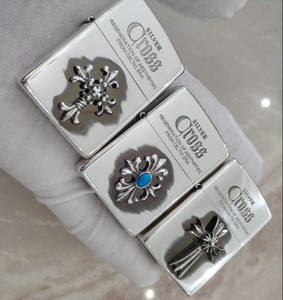 原装正品zippo芝宝打火机镀银贴章克罗心十字架