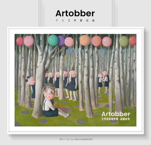 杨媛媛版画披着狼皮的羊签名卡通潮流艺术客厅动漫装饰画卧室挂画