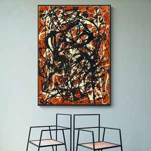 杰克逊波洛克名画抽象泼墨线条装饰画客厅背景墙卧室房间挂画油画