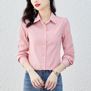 声雨竹女装清仓折扣竖条纹长袖衬衫女国际大牌重磅真丝长袖衬衣春