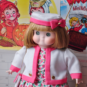 古董陶瓷娃娃dolly多莉娃娃胖番茄汤小斜眼音乐盒花朵外套女孩