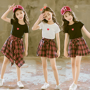 闺蜜装学生三人13春秋6女童夏季新款9洋气12套装裙7十4岁女孩短裙