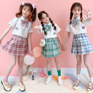 闺蜜装学生三人13春秋6女童夏季新款9洋气12套装裙7十4岁女孩短裙