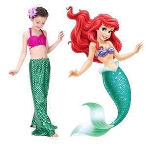 美人鱼尾巴儿童3女孩6贝壳女童韩版爱丽儿美人鱼泳衣表演裙