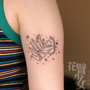 花臂少女tattoo 232 天使丘比特射箭星星原宿少女纹身贴