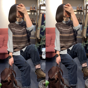 海盐县武原逗号服装抖音同款韩版新款针织马甲设计感百搭牛仔裤女