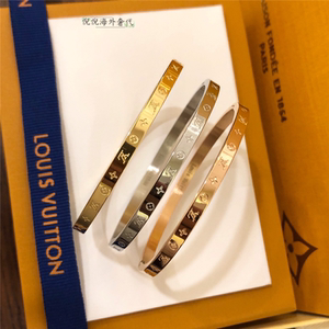 代购lv/路易威登 金银色卡扣细手镯 男女情侣款手环 时尚简约手链