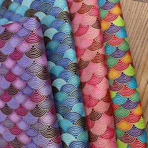 和风烫金鱼鳞印花 古布 手工diy拼布服装包包布料