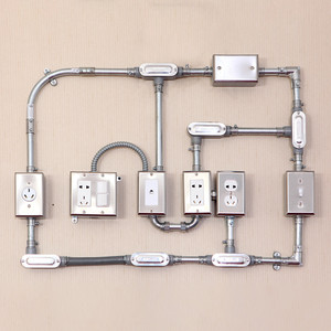 ul美标明装emt镀锌线管工业风软管盒接骑马卡锁母三通弯头直接头