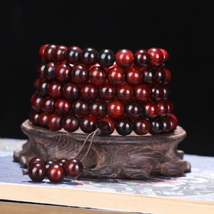 正宗天然西藏老牦牛角手串佛珠手链男女藏式带血丝文玩108颗圆珠