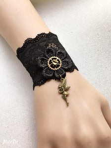 新款弹性女唯美蕾丝手腕环 疤痕 纹身遮盖宽手链带粉色腕链手饰品