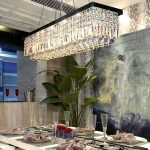 餐厅吊灯水晶灯轻奢简约现代设计师装饰长方形饭厅吊灯过道吧台灯