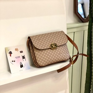 「售罄」oldtimer vintage赛琳celine浅棕老花凯旋门风琴包中古包