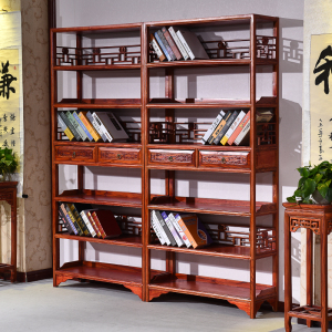明清仿古实木家具南榆木六层两抽书架展示架茶叶架摆设架古古董架