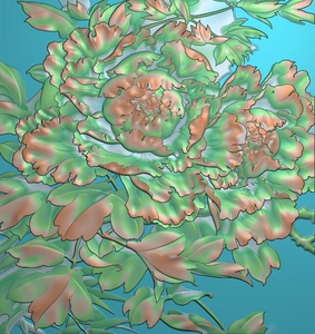 精雕图浮雕图深牡丹花彩雕玉石背景墙