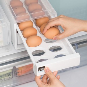 韩国昌信白色透明抽屉收纳盒32粒鸡蛋盒双层收纳塑料整理架
