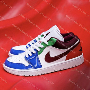 khaki24 air jordan 1 aj1 糖果彩色红蓝拼接漆皮低帮 db5455-100