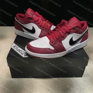 khaki24 air jordan 1 aj1酒红白红芝加哥男女低帮球鞋553558-604