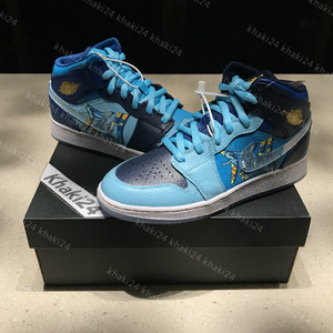 khaki24 jordan 1 mid fly aj1 冰蓝 鸳鸯 乔1 中帮 bv7446-400