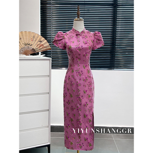 新中式国风改良旗袍连衣裙女夏季长裙法式小个子气质高端礼服裙子