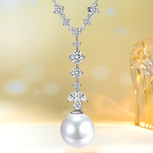 时尚奢华气质925纯银贝母珍珠项链镶嵌高碳钻大气小众高级感百搭