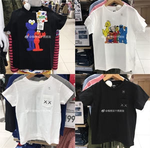 现货 优衣库 童装 kaws 芝麻街 短袖t恤 414541 415962 412889