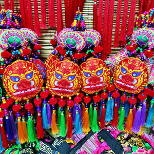 云南民族风彝族刺绣虎头装饰挂饰墙面特色饭店家居客厅酒吧挂件