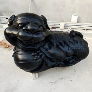 石雕貔貅庭院曹德旺别墅门口同款貔貅黑青石汉白玉大理石装饰摆件