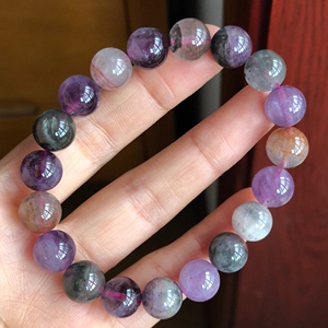 天然紫幽灵手链 27.2克 10.3毫米左右 价格55元一条极光水晶23