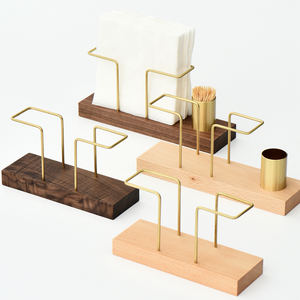 小西家简约轻奢黑胡桃木纸巾架餐桌木质纸巾座酒店餐厅方形餐巾架