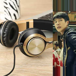 唐人街探案3秦风刘昊然同款耳机金色耳麦无线式重低音麦克风有线