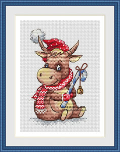 凉风dmc线十字绣套件客厅新款圣诞新年小牛kt4654围巾的小牛印花