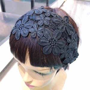 韩国宽边花开富贵遮白发神器妈妈老太蕾丝发带压发卡发夹头箍发箍