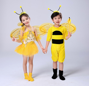 元旦男女童演出服小蜜蜂卡通造型服装幼儿园儿童小蚂蚁舞蹈表演服