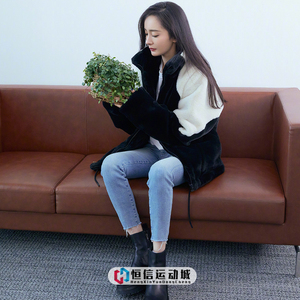 adidas三叶草 男女 杨幂同款毛绒休闲保暖夹克外套 hf0701 hf0702
