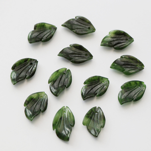 天然碧玉叶子 墨花色手工diy材料项链耳环散珠半宝石吊坠丑猫小铺