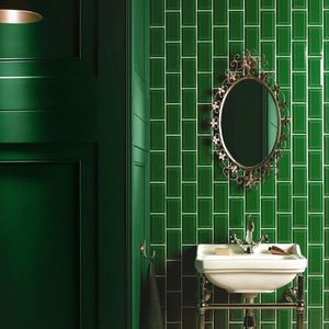 奇遇园 冰裂纹手工砖墨绿色瓷砖卫生间厨房墙砖北欧面包砖地铁砖