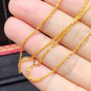 ww水贝黄金 18k彩金麻绳项链黄金色扭麻au750女项链送礼自戴