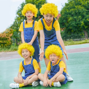 六一儿童小黄人舞蹈服演出服可爱背带裤套装男女童幼儿园表演服装