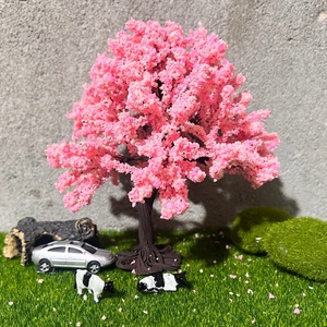 樱花树模型 手办场景布局 建筑沙盘树木 桃花树 园林景观微摄影