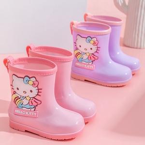 新款正品HelloKitty凯蒂猫儿童雨鞋女防滑短筒卡通2-8岁宝宝水靴