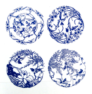 青花瓷剪纸装饰画【春燕】纯手工剪纸窗花生日礼品装饰画