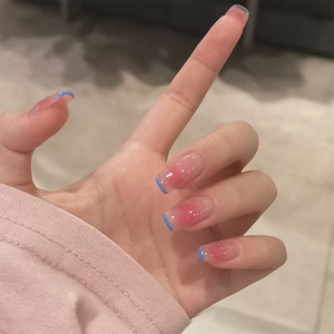 蜜桃软妹超甜腮红法式中长方头穿戴美甲穿戴式网红纯欲风假指甲片