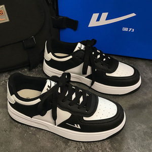 回力黑白熊猫鞋男女情侣款板鞋厚底奶盖鞋新款学生校鞋小白鞋软底