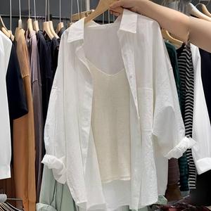 九分袖慵懒风纯棉衬衫（只有衬衫）夏季气质宽松防晒开衫长袖上衣