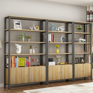 简易钢木置物架层架客厅储物架简约现代落地多层架隔断柜组合展柜