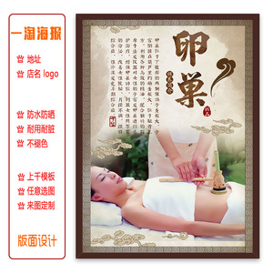 美容院中医养生卵巢保养写真挂图宣传画定制实木框广告海报图片画