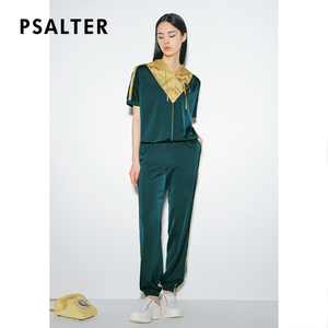 诗篇可颜女装2022夏季新款连帽假两件短袖t恤休闲裤运动套装