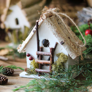 森林木质小房子木屋圣诞可爱装饰摆件花园庭院阳台创意手工杂货